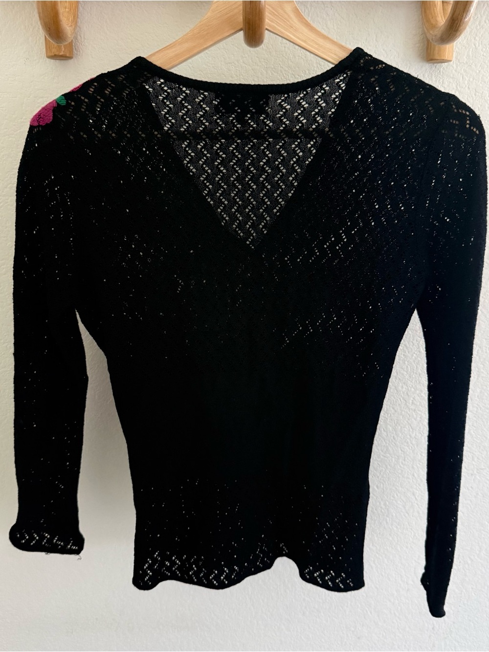 D&G dolce gabanna Y2K rare black crochet knit floral cardigan top size S-M - Picture 5 of 8